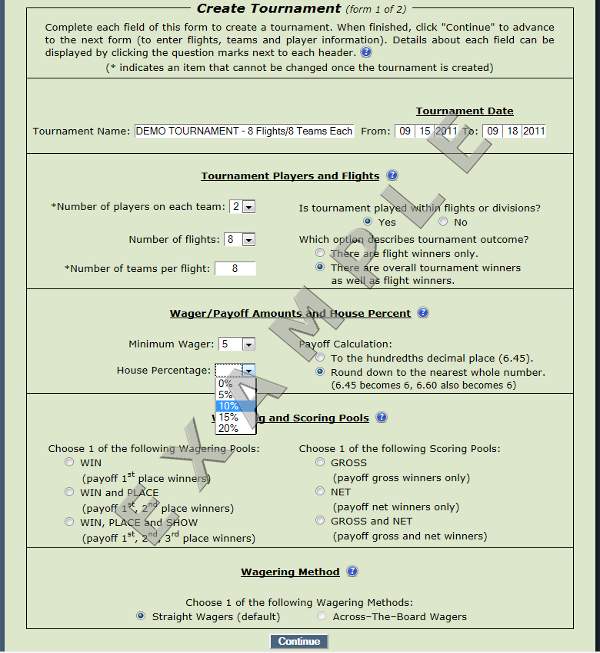 Create Tournament Example